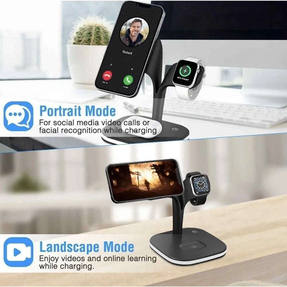Magnetic Wireless Charging Station Dock, Mag-Safe 5IN1 LED Light